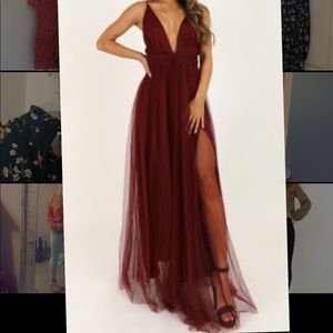 Plunging Gown in Wine